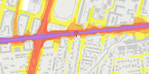 Trafikstøjkort på Peter Bangs Vej 47, 2. th, 2000 Frederiksberg