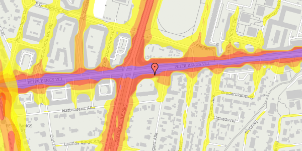 Trafikstøjkort på Peter Bangs Vej 55, st. 1, 2000 Frederiksberg