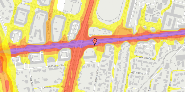 Trafikstøjkort på Peter Bangs Vej 55, st. 2, 2000 Frederiksberg