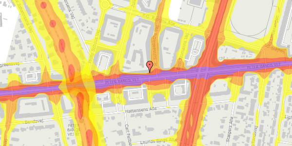 Trafikstøjkort på Peter Bangs Vej 74, st. 2, 2000 Frederiksberg