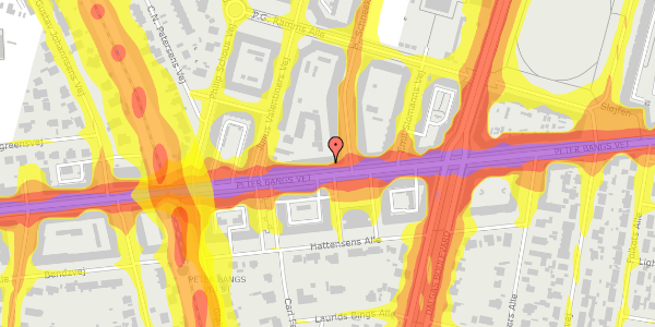 Trafikstøjkort på Peter Bangs Vej 74, st. 3, 2000 Frederiksberg