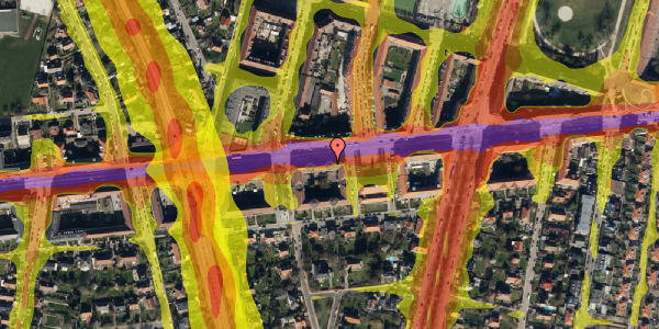 Trafikstøjkort på Peter Bangs Vej 75, st. 1, 2000 Frederiksberg