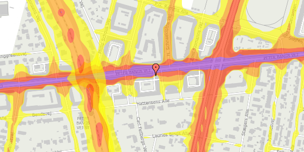 Trafikstøjkort på Peter Bangs Vej 75, st. 3, 2000 Frederiksberg