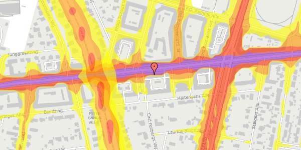 Trafikstøjkort på Peter Bangs Vej 77, st. 1, 2000 Frederiksberg