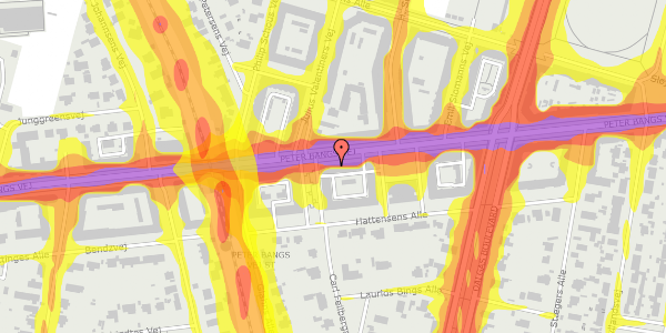 Trafikstøjkort på Peter Bangs Vej 77, st. 3, 2000 Frederiksberg