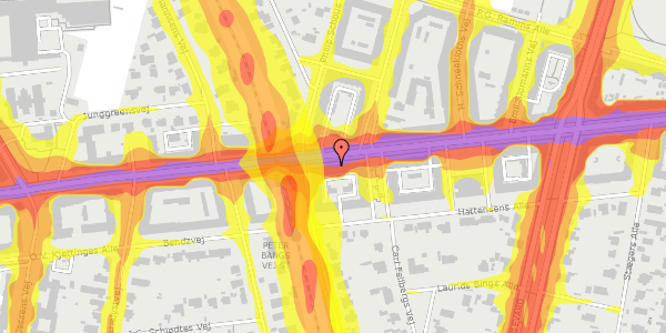 Trafikstøjkort på Peter Bangs Vej 89, st. 2, 2000 Frederiksberg