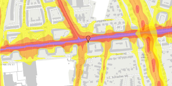 Trafikstøjkort på Peter Bangs Vej 107, st. 3, 2000 Frederiksberg