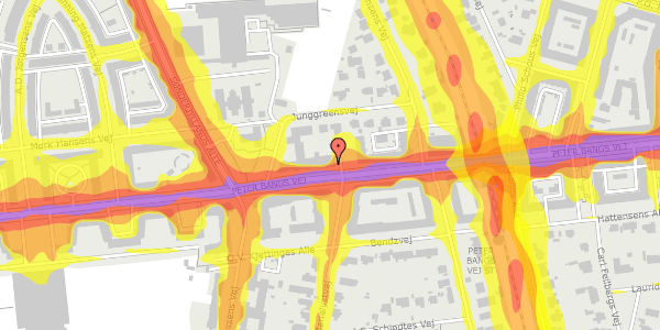 Trafikstøjkort på Peter Bangs Vej 116, st. mf, 2000 Frederiksberg