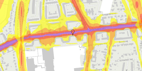 Trafikstøjkort på Peter Bangs Vej 123, st. th, 2000 Frederiksberg