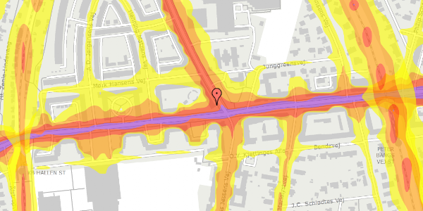 Trafikstøjkort på Peter Bangs Vej 124, st. , 2000 Frederiksberg