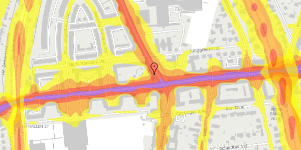 Trafikstøjkort på Peter Bangs Vej 126, st. , 2000 Frederiksberg