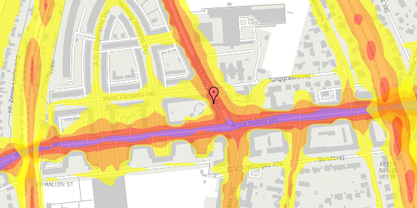 Trafikstøjkort på Peter Bangs Vej 130, st. th, 2000 Frederiksberg