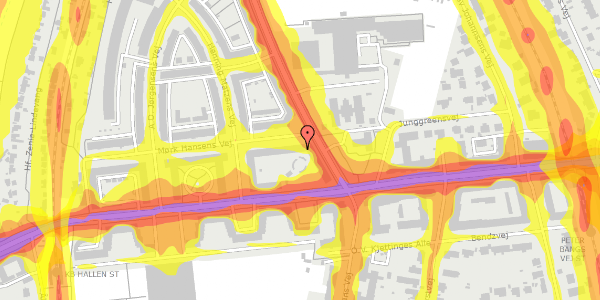 Trafikstøjkort på Peter Bangs Vej 134, st. th, 2000 Frederiksberg