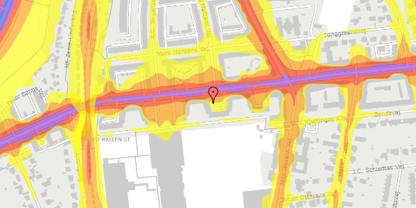 Trafikstøjkort på Peter Bangs Vej 135, st. th, 2000 Frederiksberg