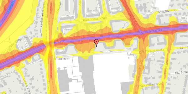 Trafikstøjkort på Peter Bangs Vej 143, st. th, 2000 Frederiksberg