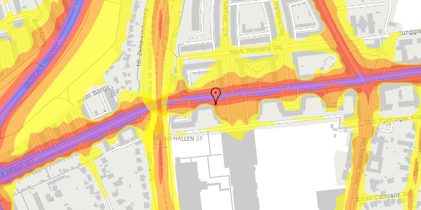 Trafikstøjkort på Peter Bangs Vej 153, st. th, 2000 Frederiksberg