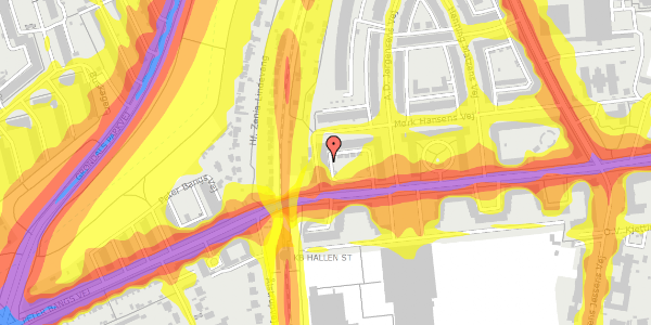 Trafikstøjkort på Peter Bangs Vej 214, st. th, 2000 Frederiksberg