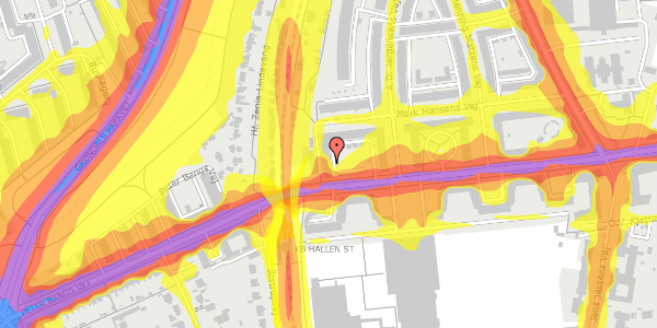 Trafikstøjkort på Peter Bangs Vej 216, st. th, 2000 Frederiksberg