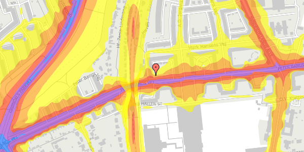 Trafikstøjkort på Peter Bangs Vej 218, st. th, 2000 Frederiksberg