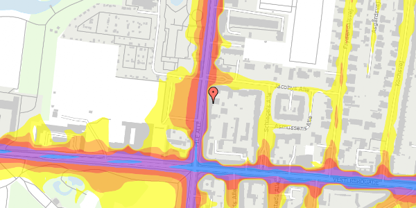 Trafikstøjkort på Pile Alle 17A, st. th, 2000 Frederiksberg