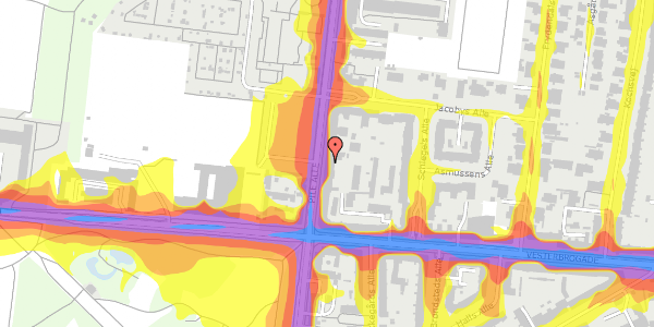 Trafikstøjkort på Pile Alle 19A, 1. th, 2000 Frederiksberg