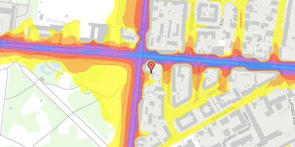 Trafikstøjkort på Pile Alle 23A, st. th, 2000 Frederiksberg