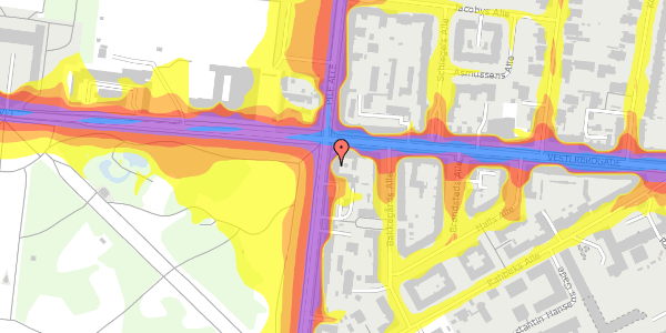 Trafikstøjkort på Pile Alle 23, st. 1, 2000 Frederiksberg