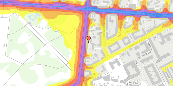 Trafikstøjkort på Pile Alle 31A, st. th, 2000 Frederiksberg