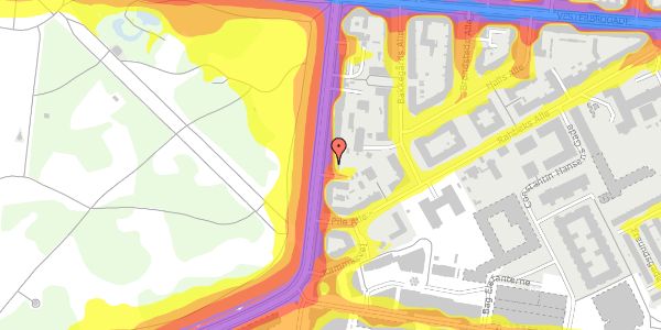 Trafikstøjkort på Pile Alle 37, st. th, 2000 Frederiksberg