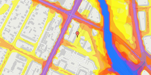 Trafikstøjkort på Priorvej 5, st. th, 2000 Frederiksberg