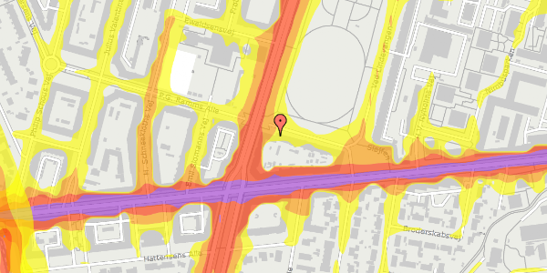 Trafikstøjkort på P.G. Ramms Alle 17, 3. th, 2000 Frederiksberg