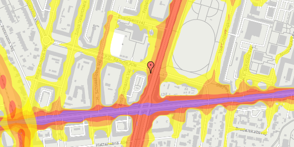 Trafikstøjkort på P.G. Ramms Alle 21, 2. th, 2000 Frederiksberg