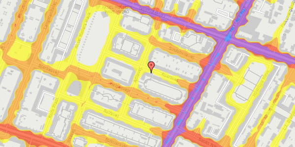 Trafikstøjkort på Roarsvej 19, kl. th, 2000 Frederiksberg