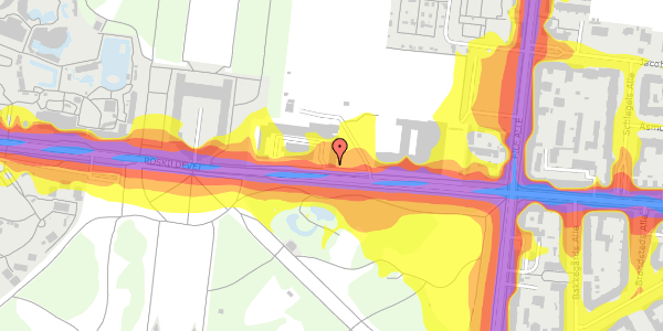 Trafikstøjkort på Roskildevej 26A, 2000 Frederiksberg