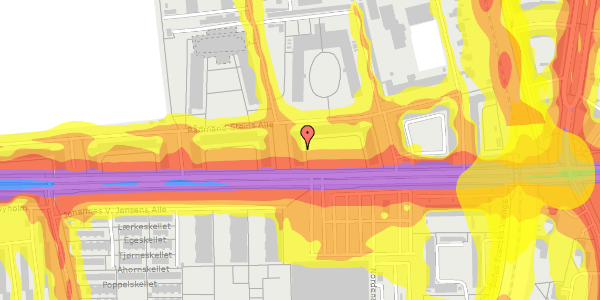 Trafikstøjkort på Roskildevej 96, 3. th, 2000 Frederiksberg