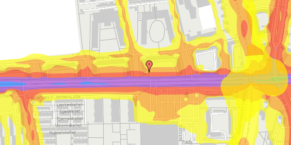 Trafikstøjkort på Roskildevej 98, st. mf, 2000 Frederiksberg