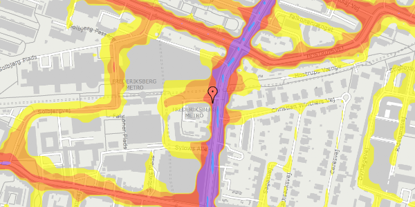 Trafikstøjkort på Solbjergvej 1, st. th, 2000 Frederiksberg