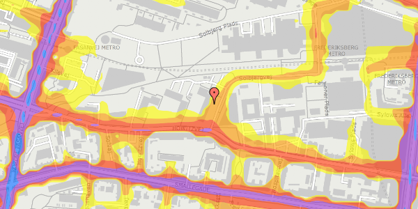 Trafikstøjkort på Solbjergvej 28, 2. th, 2000 Frederiksberg