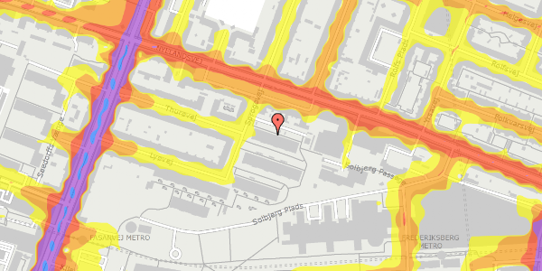 Trafikstøjkort på Sprogøvej 9, 1. mf, 2000 Frederiksberg