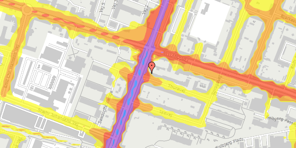 Trafikstøjkort på Thurøvej 1, st. th, 2000 Frederiksberg