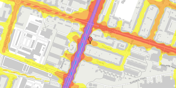 Trafikstøjkort på Thurøvej 2, 1. th, 2000 Frederiksberg