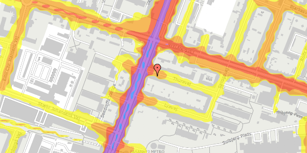 Trafikstøjkort på Thurøvej 4, 1. th, 2000 Frederiksberg