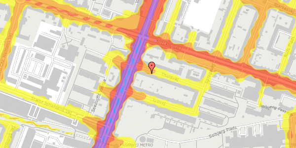 Trafikstøjkort på Thurøvej 6, st. th, 2000 Frederiksberg