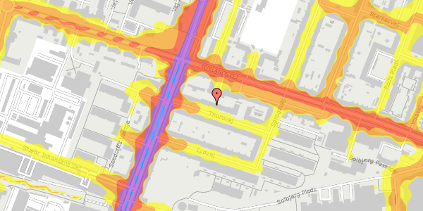 Trafikstøjkort på Thurøvej 9, st. th, 2000 Frederiksberg