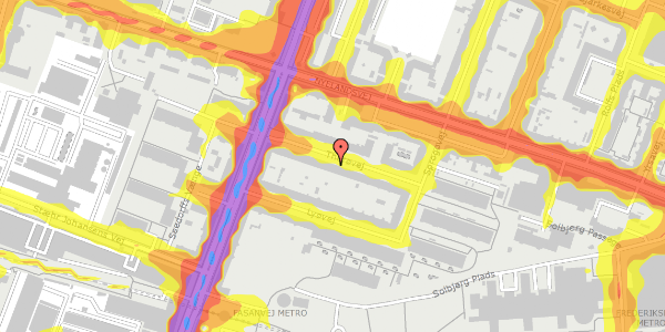 Trafikstøjkort på Thurøvej 12, 2. th, 2000 Frederiksberg