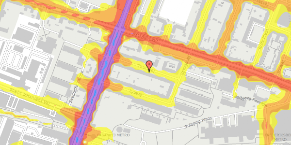 Trafikstøjkort på Thurøvej 14, 1. th, 2000 Frederiksberg