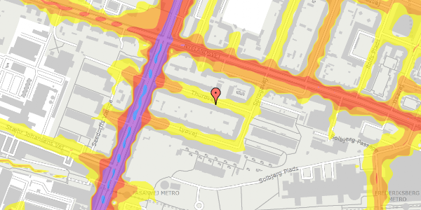 Trafikstøjkort på Thurøvej 16, 1. th, 2000 Frederiksberg