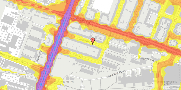 Trafikstøjkort på Thurøvej 18, st. th, 2000 Frederiksberg