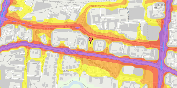 Trafikstøjkort på Ved Andebakken 5, st. th, 2000 Frederiksberg