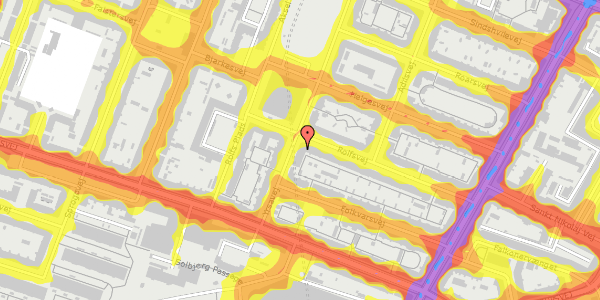 Trafikstøjkort på Yrsavej 6, 1. tv, 2000 Frederiksberg